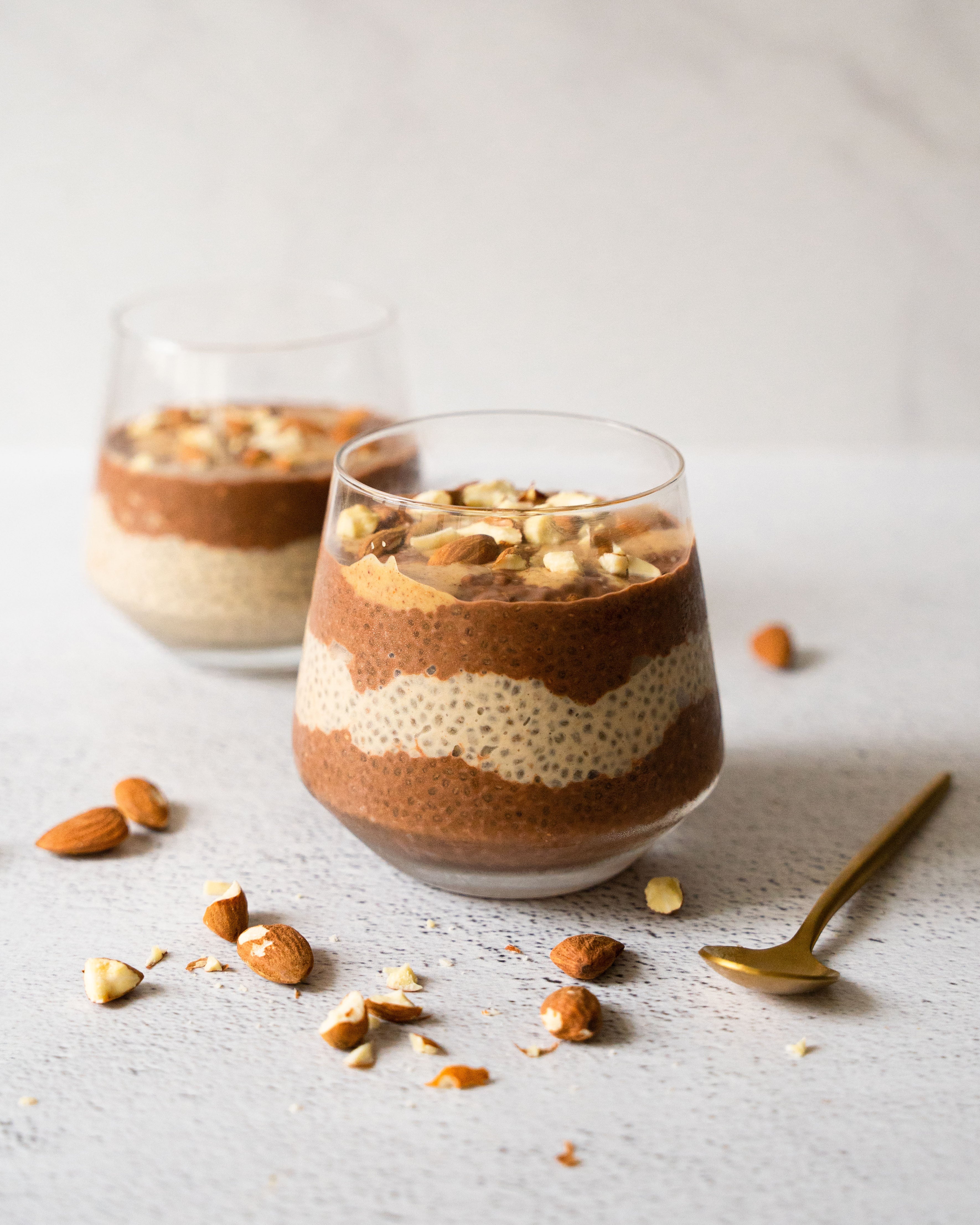 Peanut butter & Cocoa layered chia seed breakfast by ButtaNutt